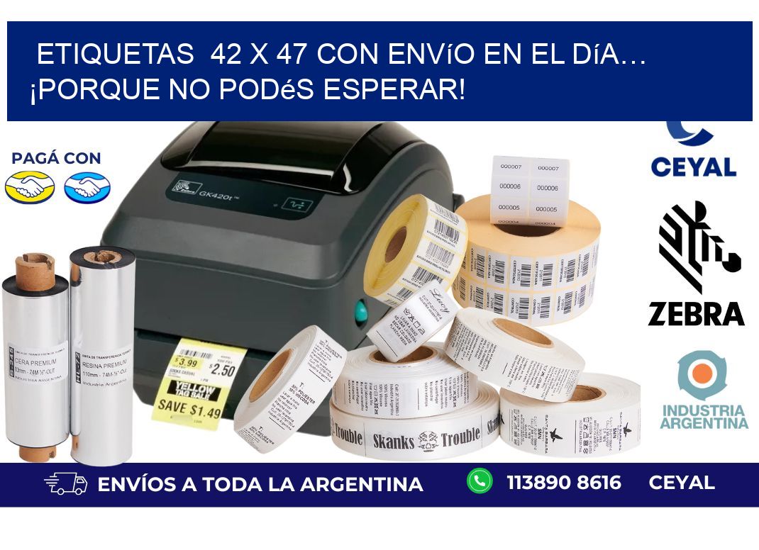 Etiquetas  42 x 47 con Envío en el Día… ¡Porque No Podés Esperar!