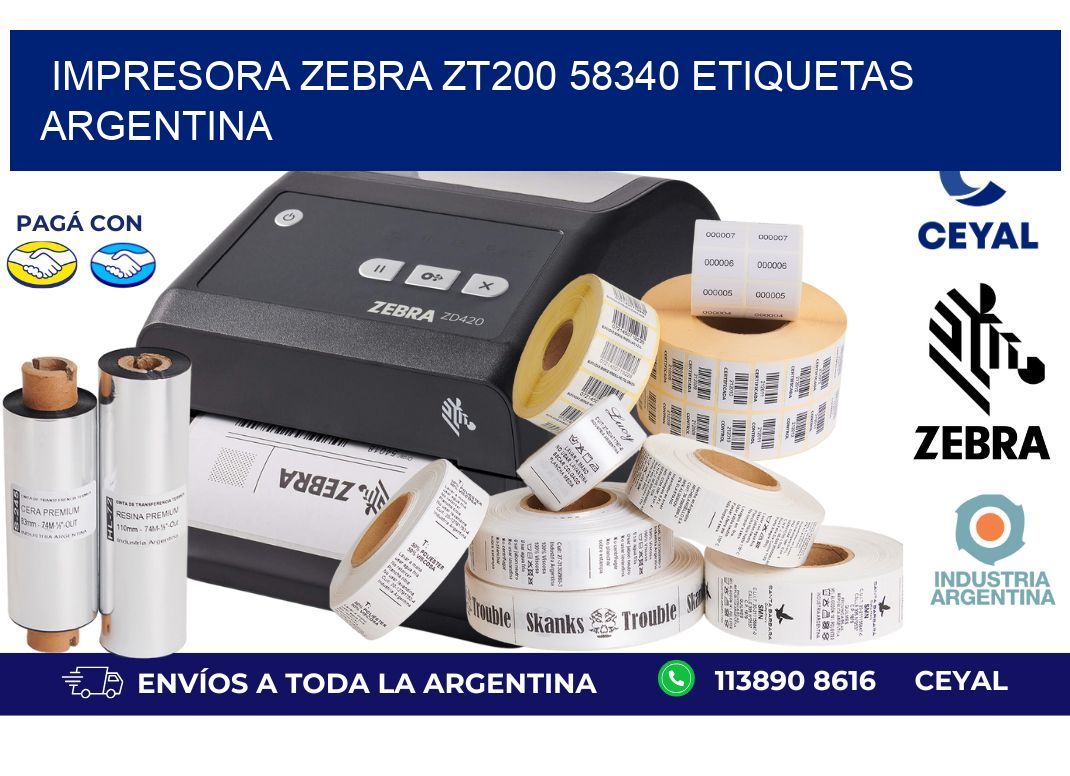 Impresora zebra zt200 58340 etiquetas argentina