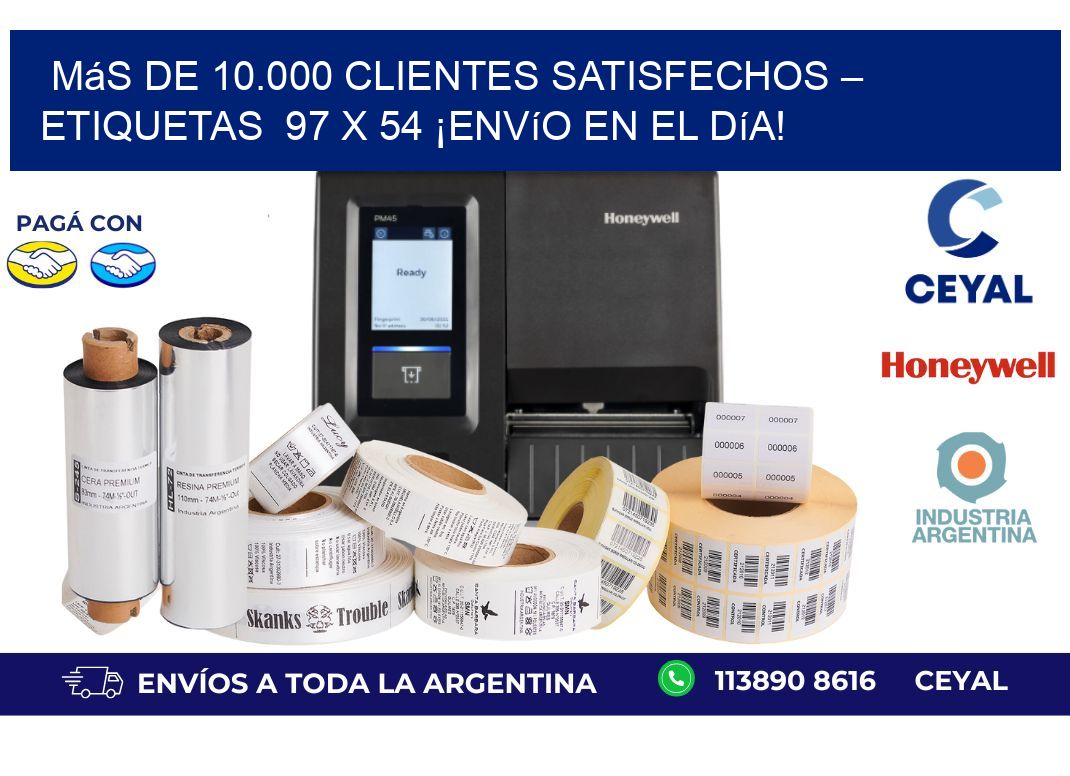 Más de 10.000 Clientes Satisfechos – Etiquetas  97 x 54 ¡Envío en el Día!