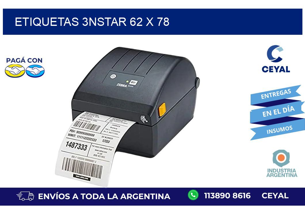 etiquetas 3nstar 62 x 78