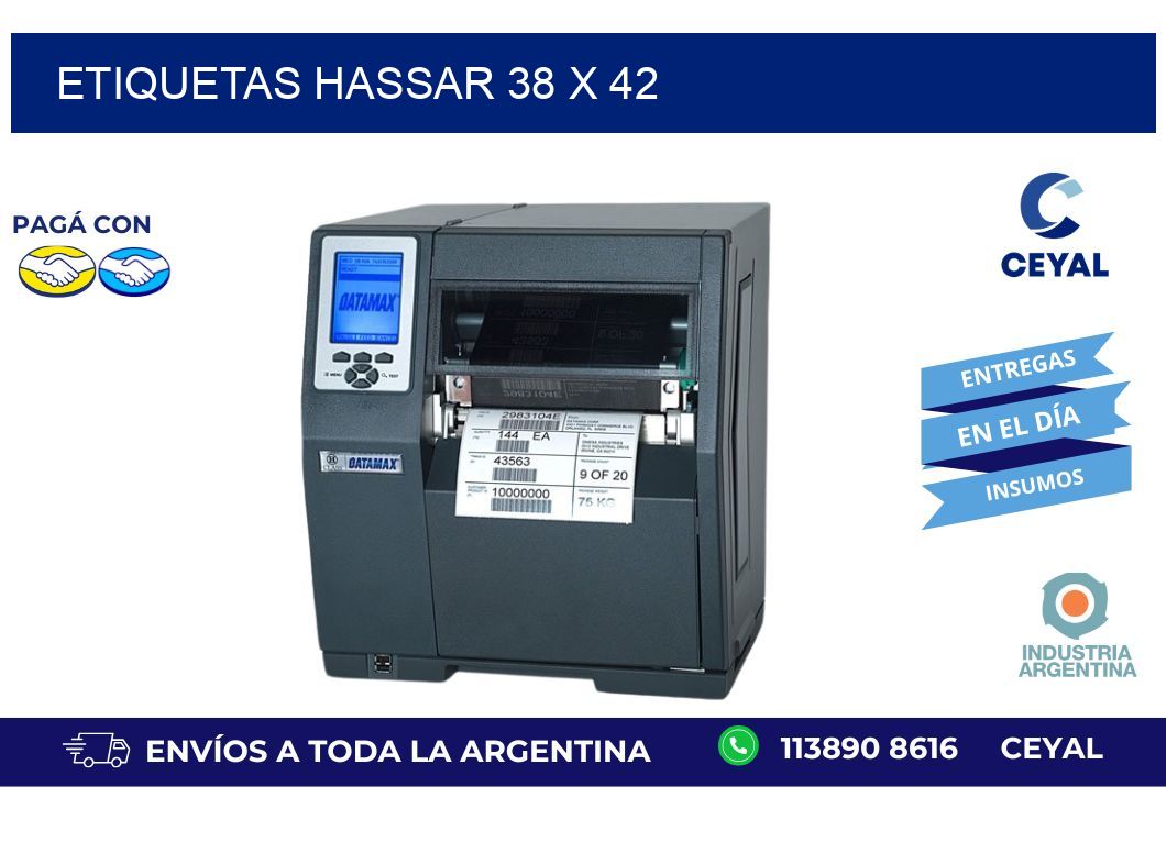 etiquetas hassar 38 x 42