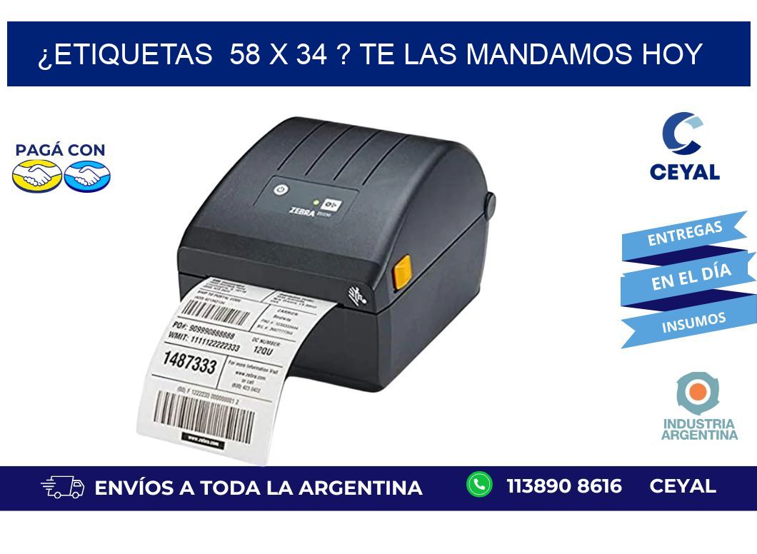 ¿Etiquetas  58 x 34 ? Te las Mandamos Hoy