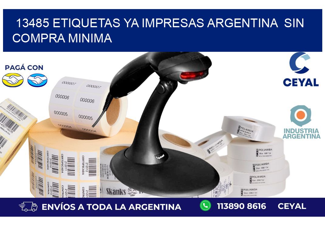 13485 ETIQUETAS YA IMPRESAS ARGENTINA  SIN COMPRA MINIMA