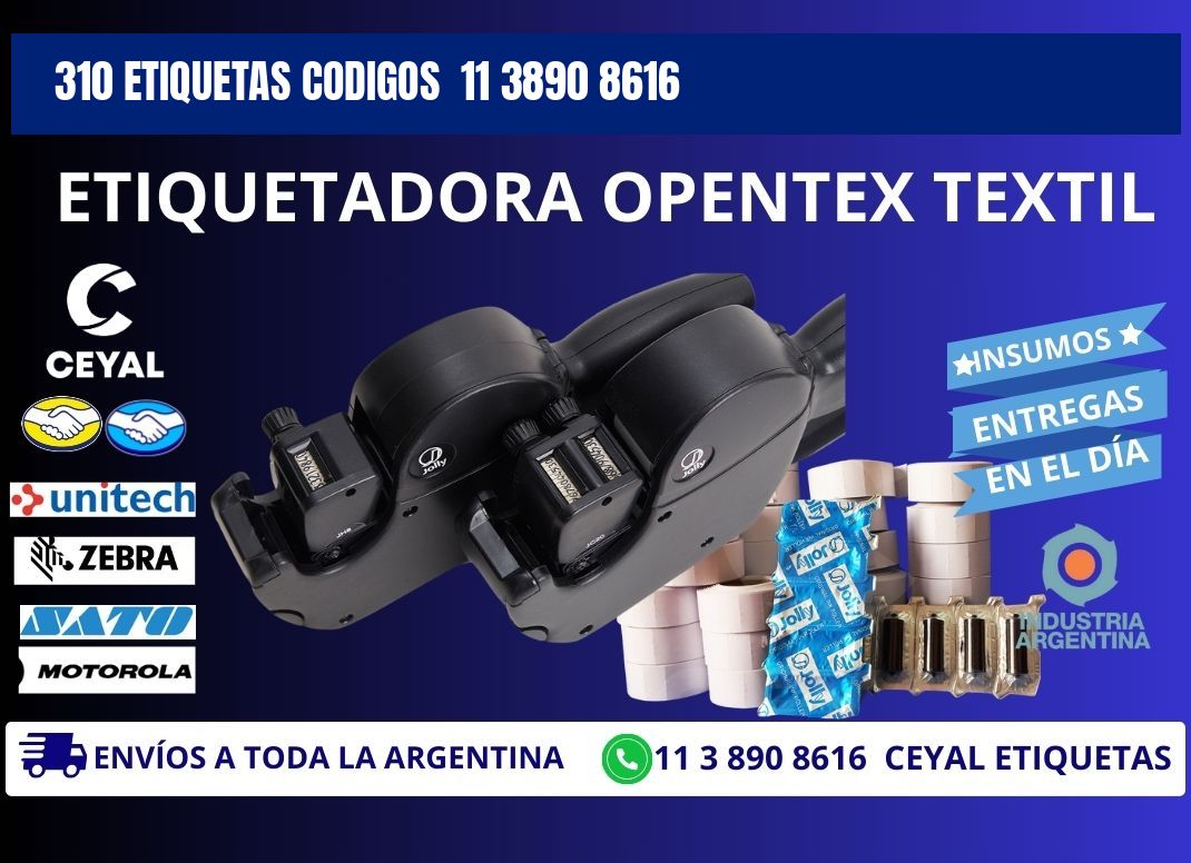 310 ETIQUETAS CODIGOS  11 3890 8616
