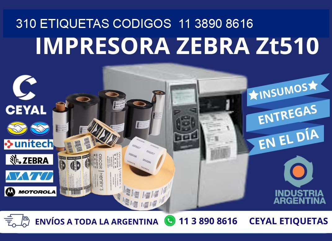 310 ETIQUETAS CODIGOS  11 3890 8616