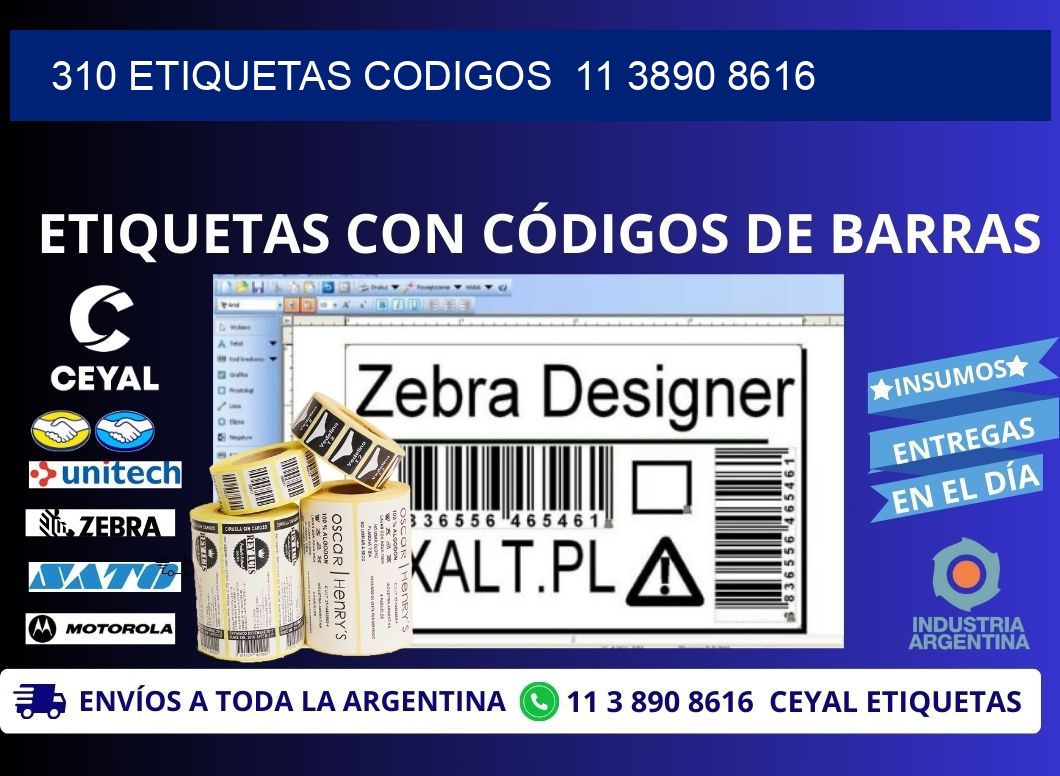 310 ETIQUETAS CODIGOS  11 3890 8616