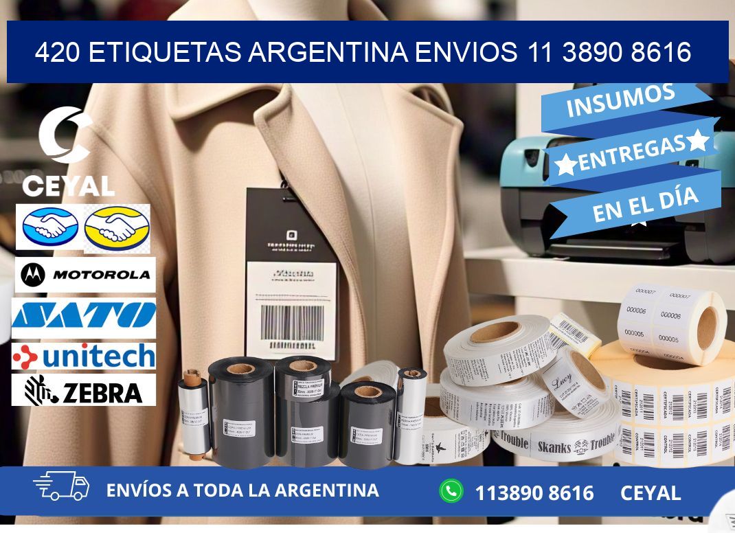 420 ETIQUETAS ARGENTINA ENVIOS 11 3890 8616