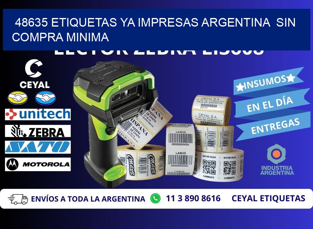 48635 ETIQUETAS YA IMPRESAS ARGENTINA  SIN COMPRA MINIMA