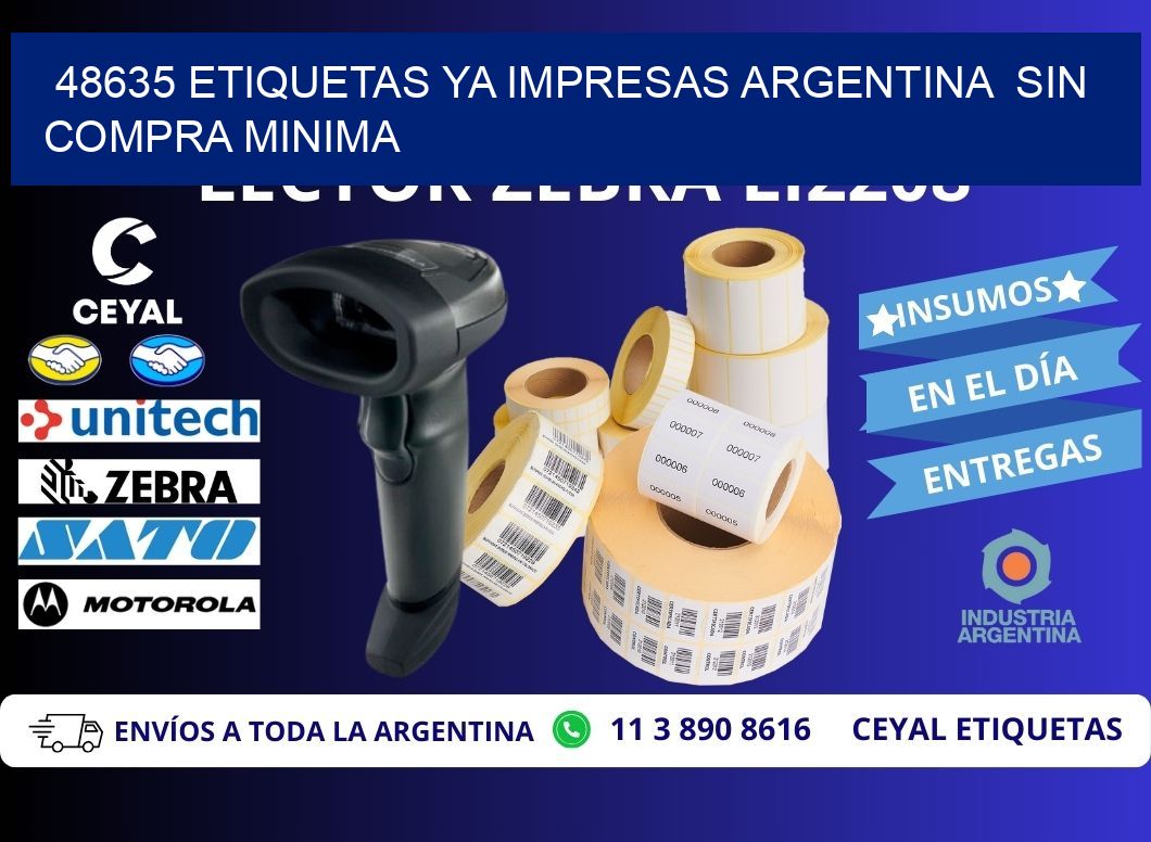 48635 ETIQUETAS YA IMPRESAS ARGENTINA  SIN COMPRA MINIMA