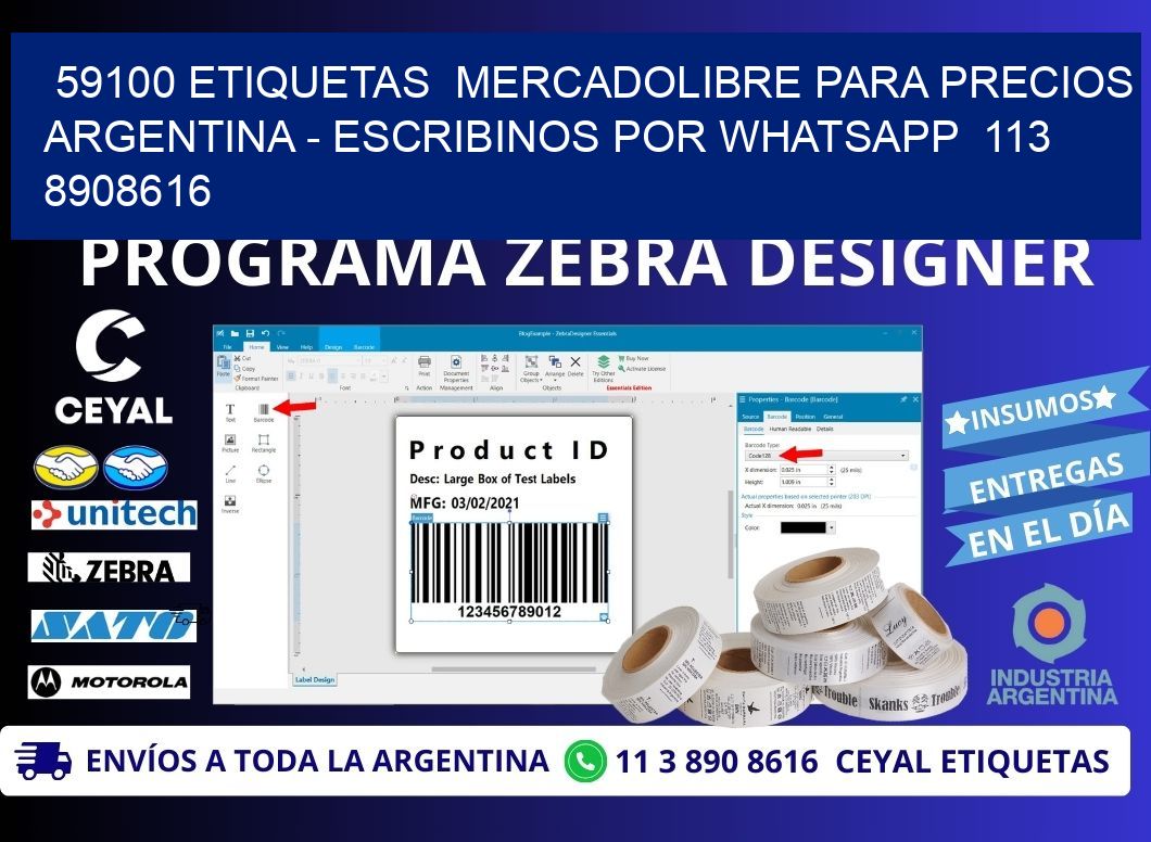 59100 ETIQUETAS  MERCADOLIBRE PARA PRECIOS ARGENTINA - ESCRIBINOS POR WHATSAPP  113 8908616