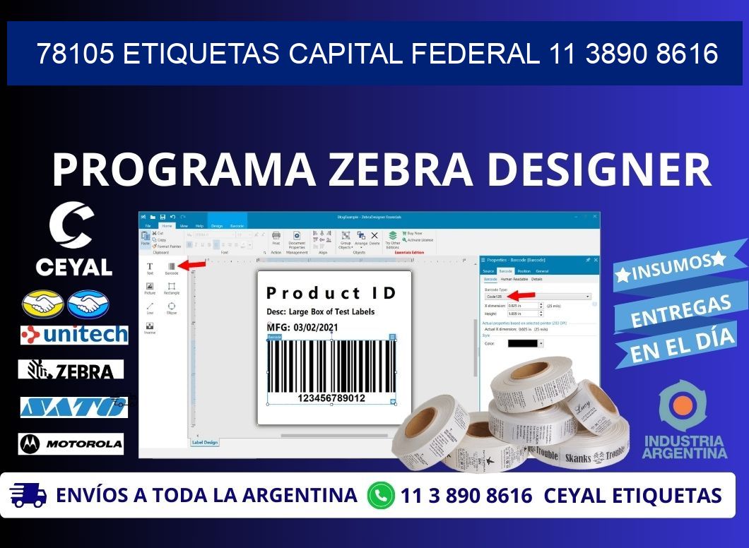 78105 ETIQUETAS CAPITAL FEDERAL 11 3890 8616