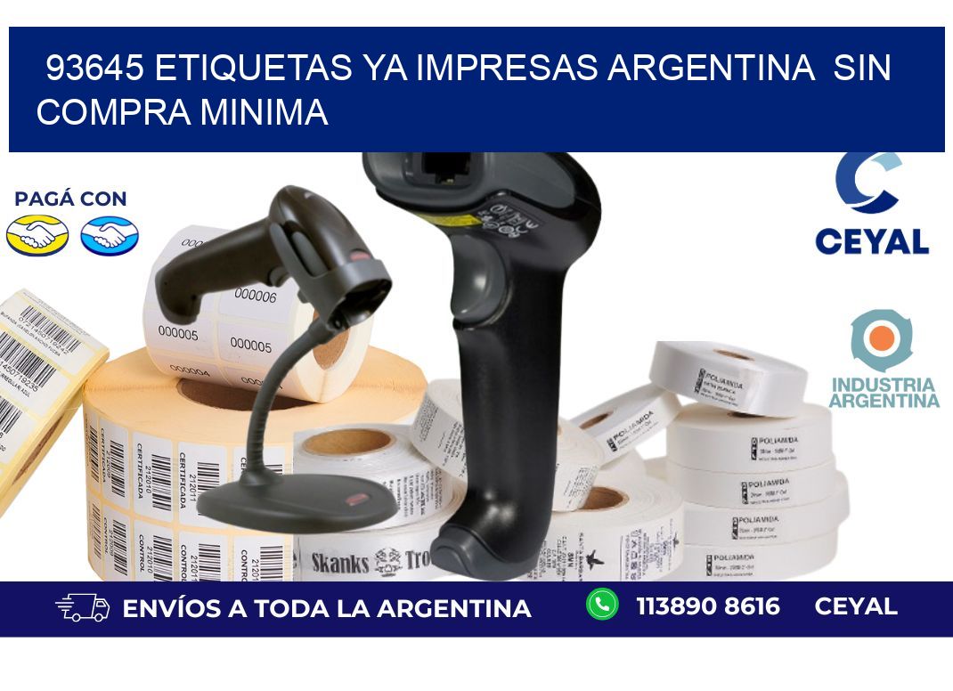 93645 ETIQUETAS YA IMPRESAS ARGENTINA SIN COMPRA MINIMA