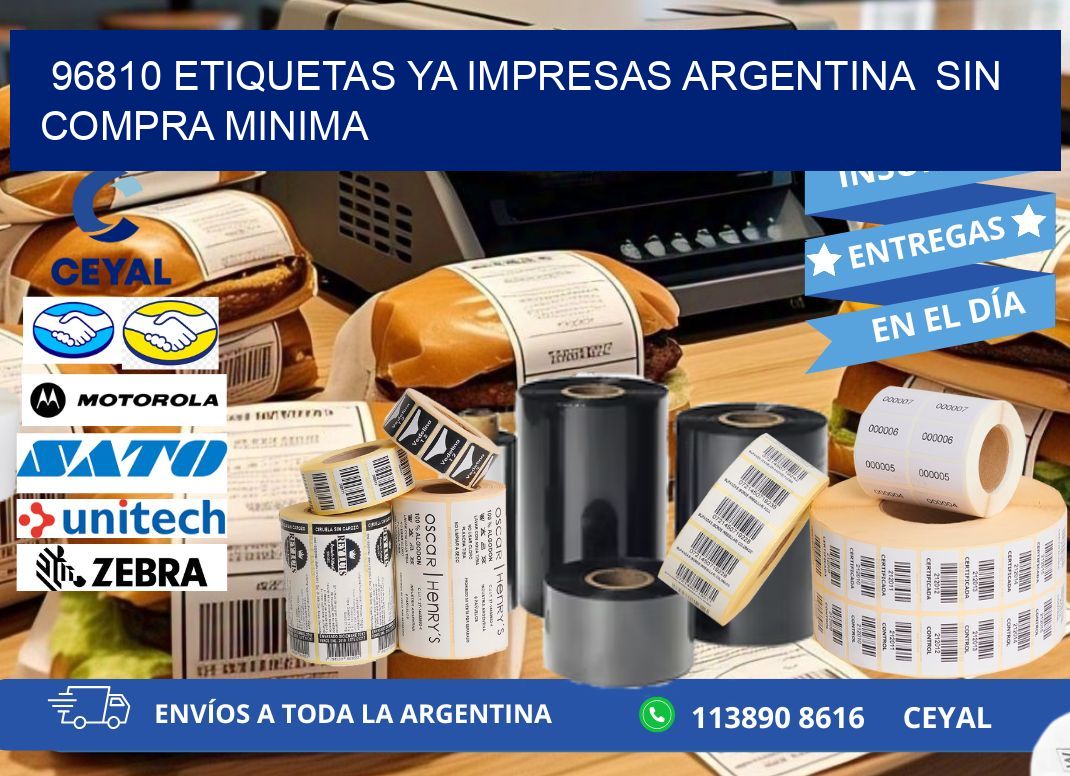96810 ETIQUETAS YA IMPRESAS ARGENTINA SIN COMPRA MINIMA