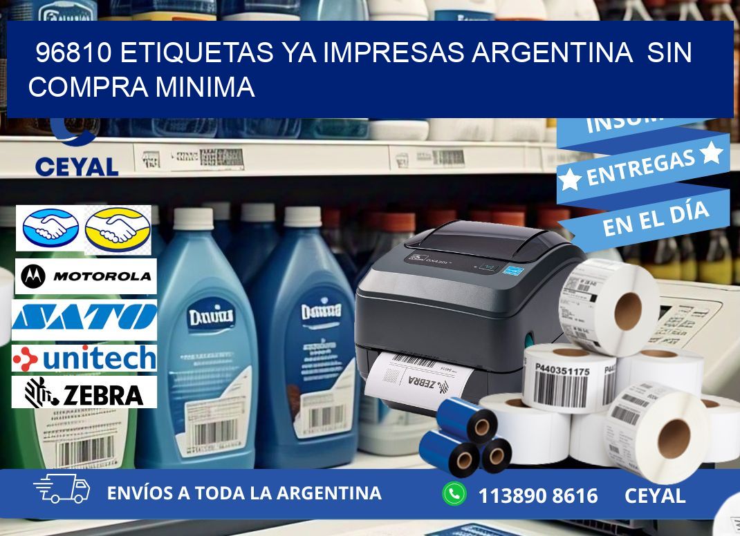 96810 ETIQUETAS YA IMPRESAS ARGENTINA SIN COMPRA MINIMA