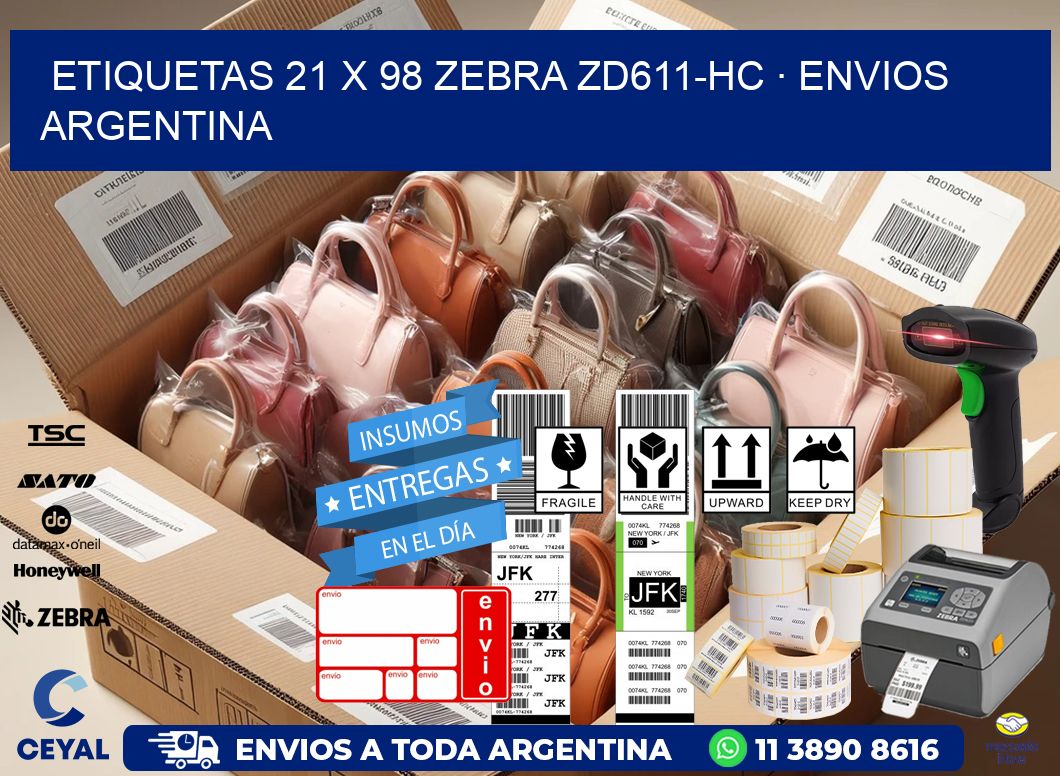 ETIQUETAS 21 x 98 ZEBRA ZD611-HC · ENVIOS ARGENTINA