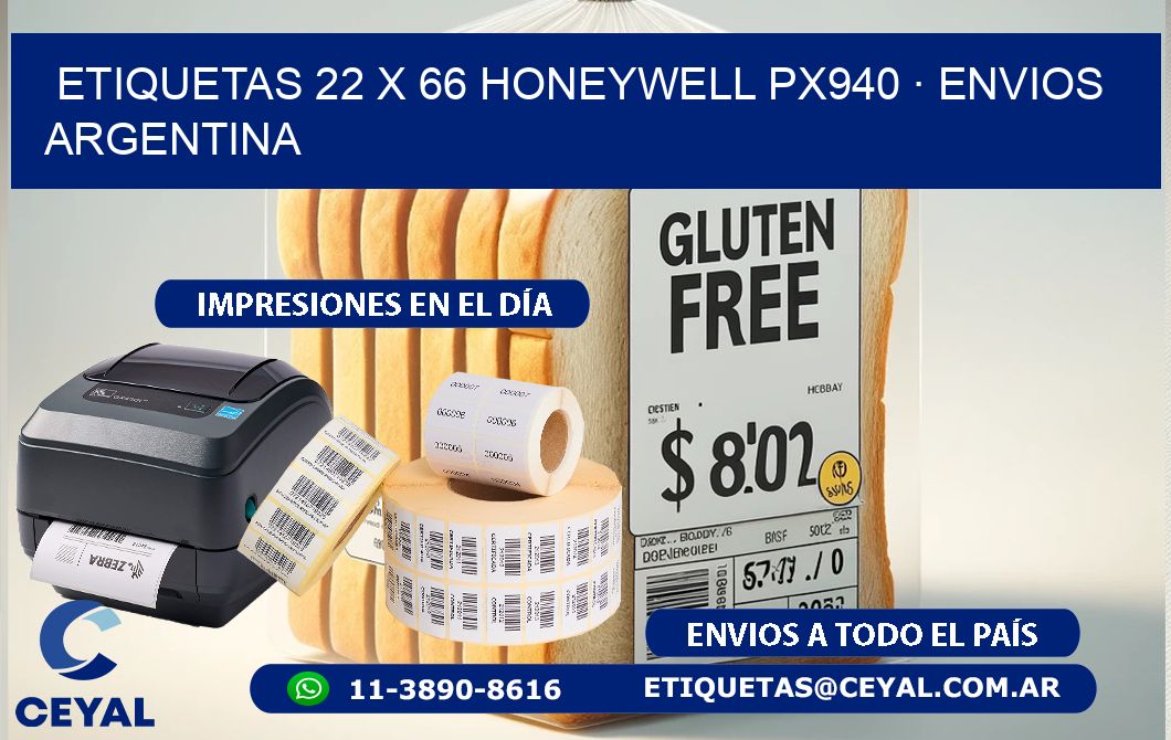 ETIQUETAS 22 x 66 HONEYWELL PX940 · ENVIOS ARGENTINA