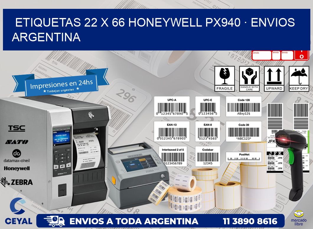 ETIQUETAS 22 x 66 HONEYWELL PX940 · ENVIOS ARGENTINA