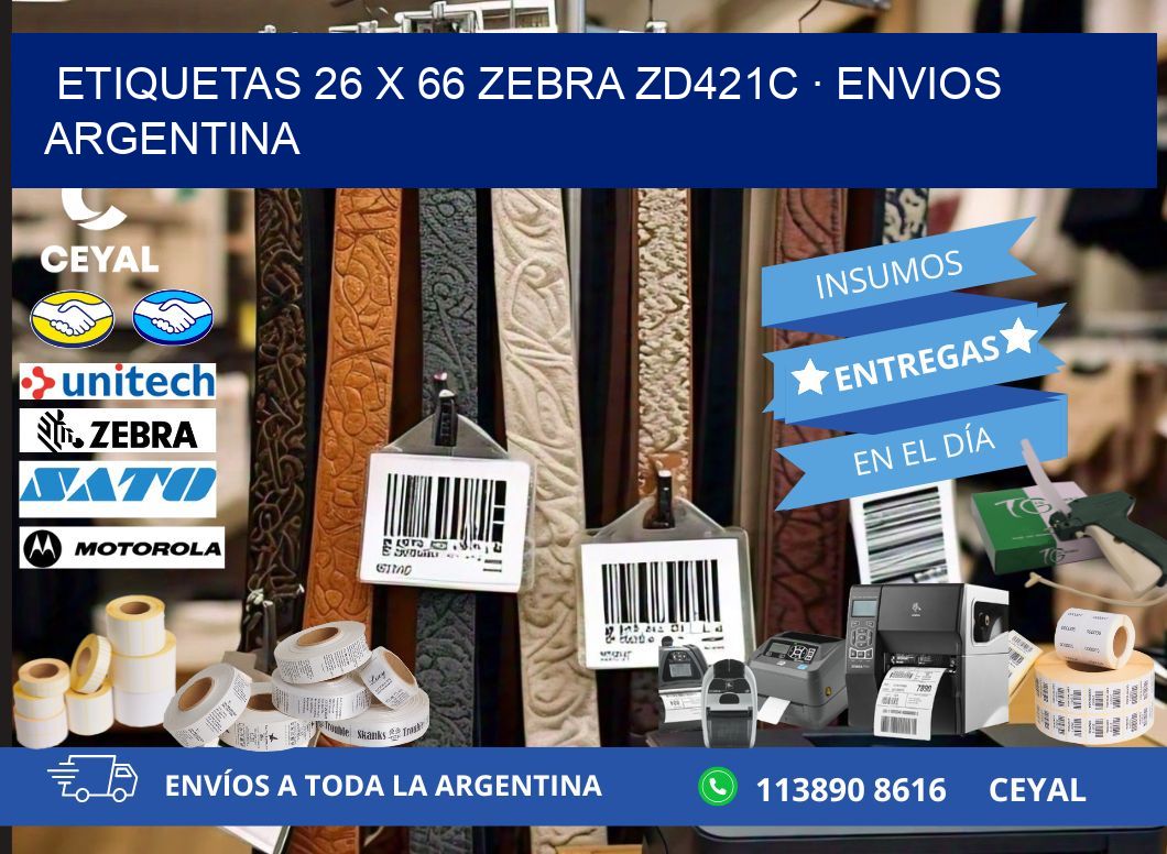 ETIQUETAS 26 x 66 ZEBRA ZD421C · ENVIOS ARGENTINA