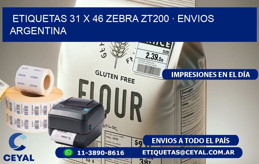 ETIQUETAS 31 x 46 ZEBRA ZT200 · ENVIOS ARGENTINA