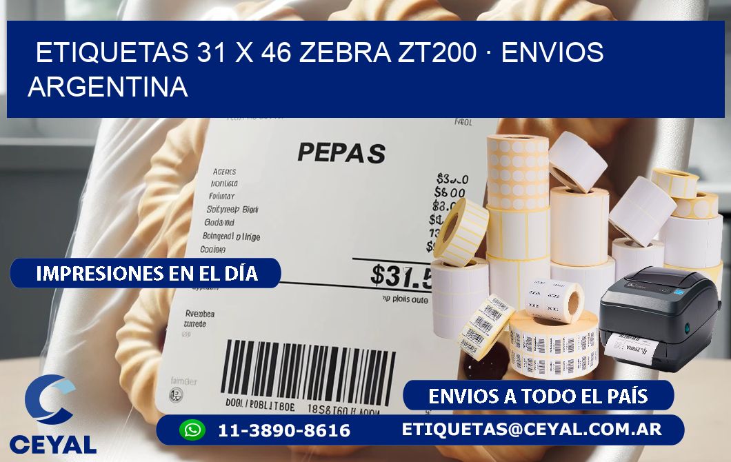 ETIQUETAS 31 x 46 ZEBRA ZT200 · ENVIOS ARGENTINA