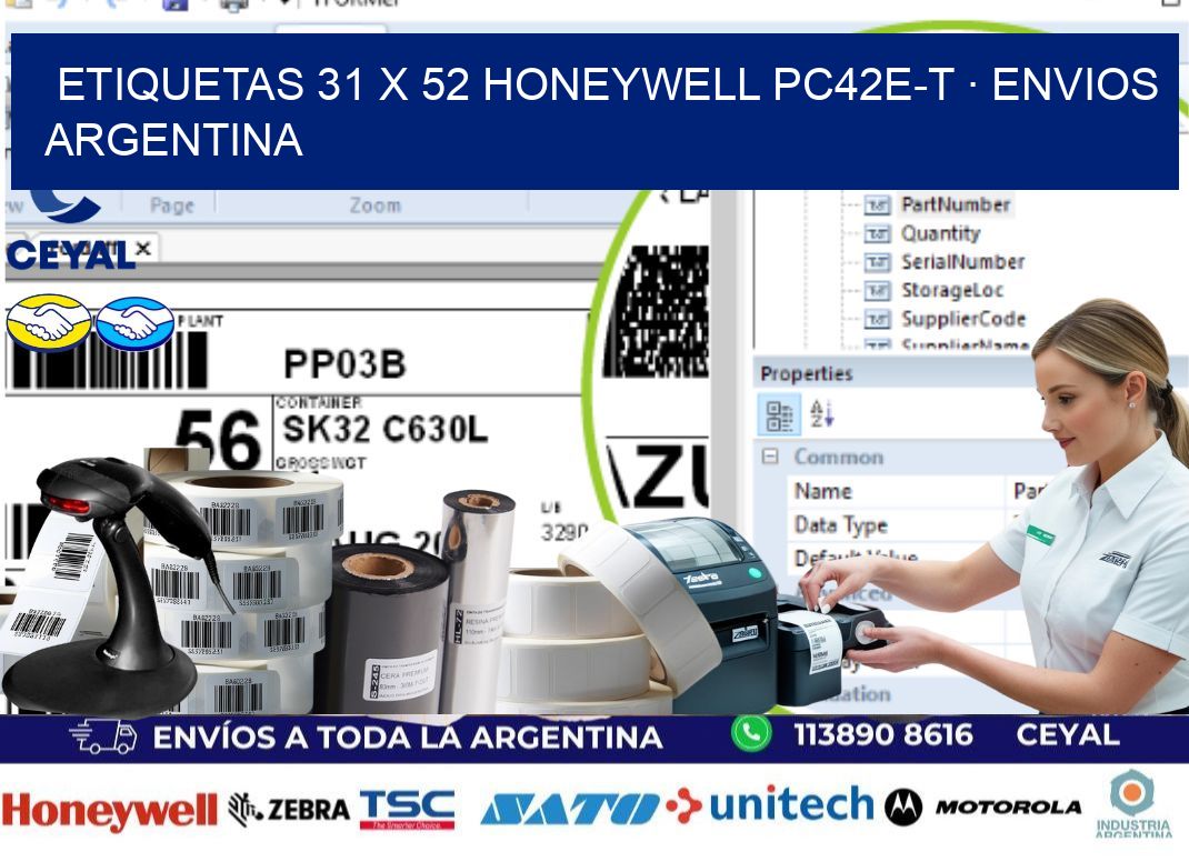 ETIQUETAS 31 x 52 HONEYWELL PC42E-T · ENVIOS ARGENTINA