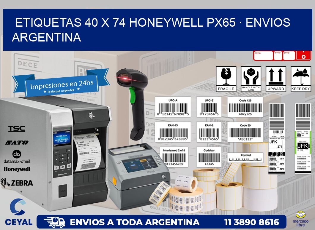 ETIQUETAS 40 x 74 HONEYWELL PX65 · ENVIOS ARGENTINA