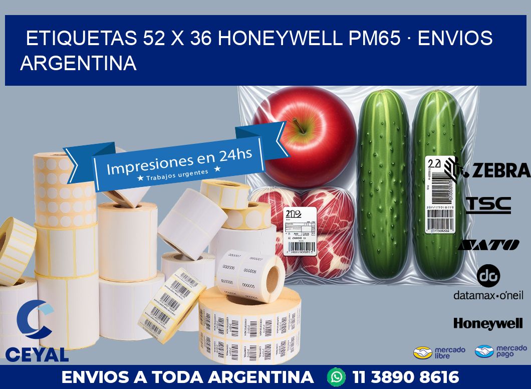 ETIQUETAS 52 x 36 HONEYWELL PM65 · ENVIOS ARGENTINA