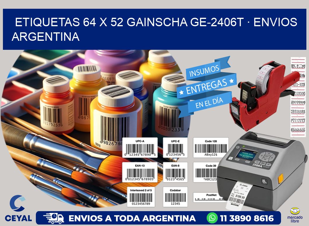 ETIQUETAS 64 x 52 GAINSCHA GE-2406T · ENVIOS ARGENTINA