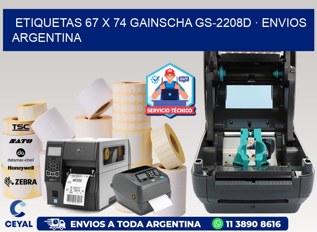 ETIQUETAS 67 x 74 GAINSCHA GS-2208D · ENVIOS ARGENTINA