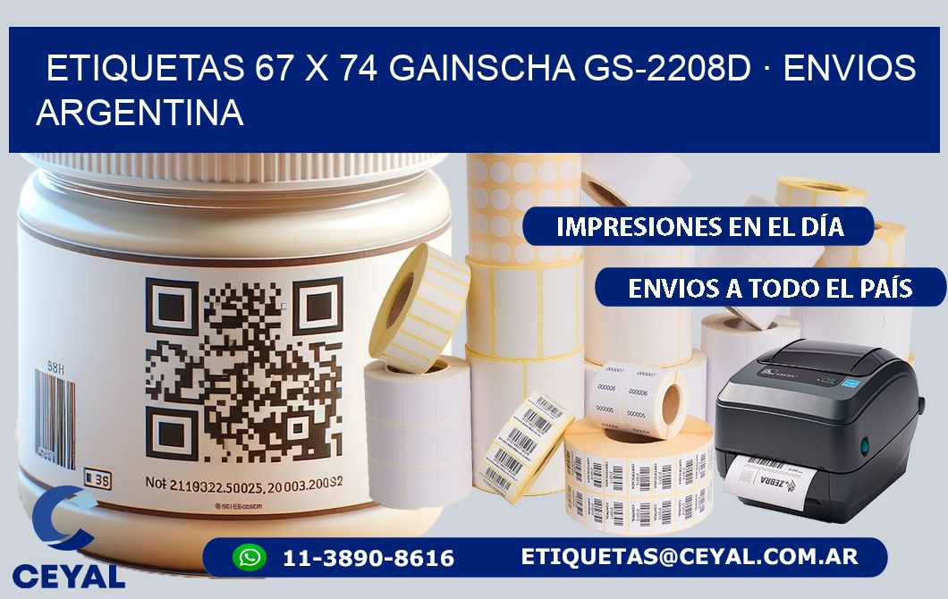 ETIQUETAS 67 x 74 GAINSCHA GS-2208D · ENVIOS ARGENTINA