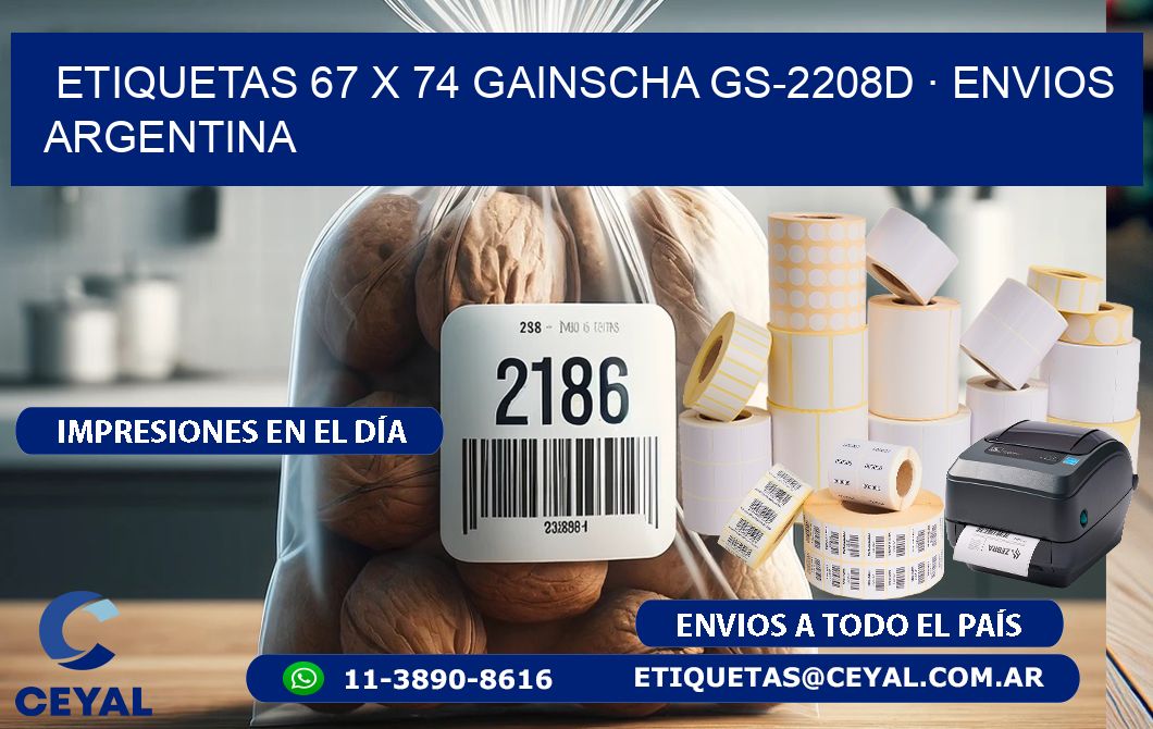 ETIQUETAS 67 x 74 GAINSCHA GS-2208D · ENVIOS ARGENTINA