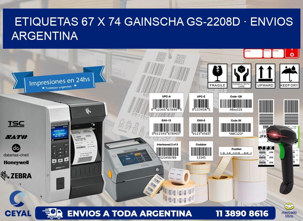 ETIQUETAS 67 x 74 GAINSCHA GS-2208D · ENVIOS ARGENTINA