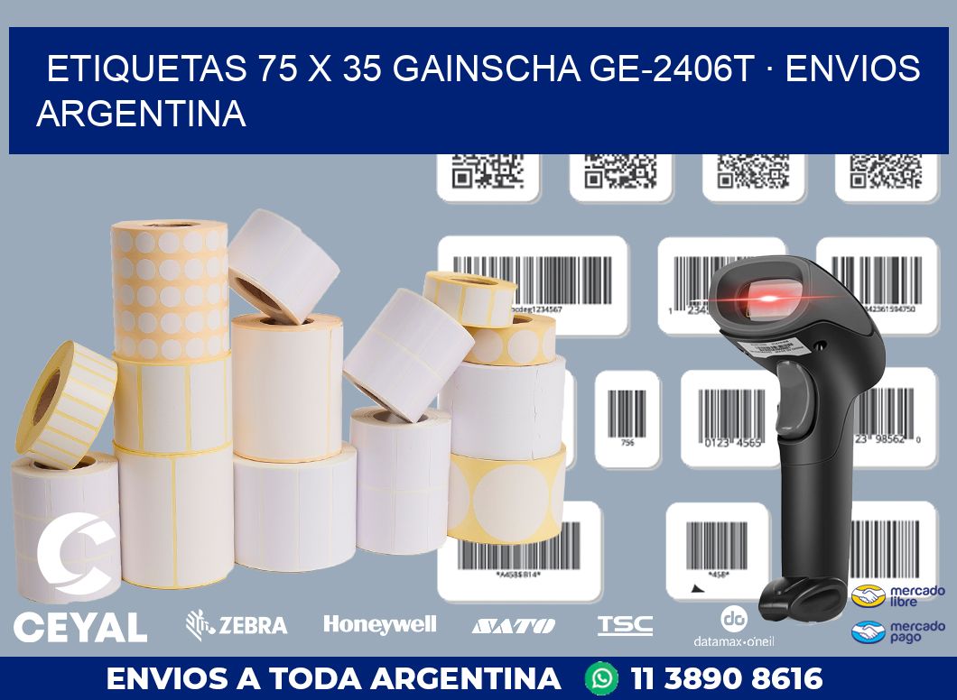 ETIQUETAS 75 x 35 GAINSCHA GE-2406T · ENVIOS ARGENTINA