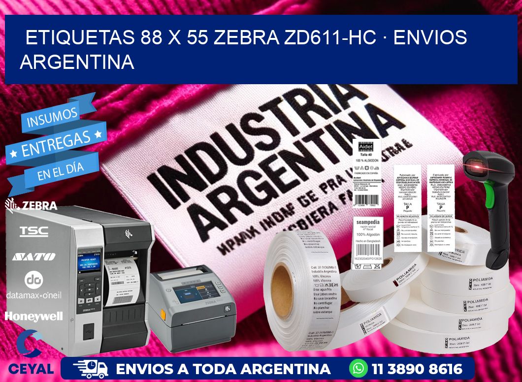 ETIQUETAS 88 x 55 ZEBRA ZD611-HC · ENVIOS ARGENTINA