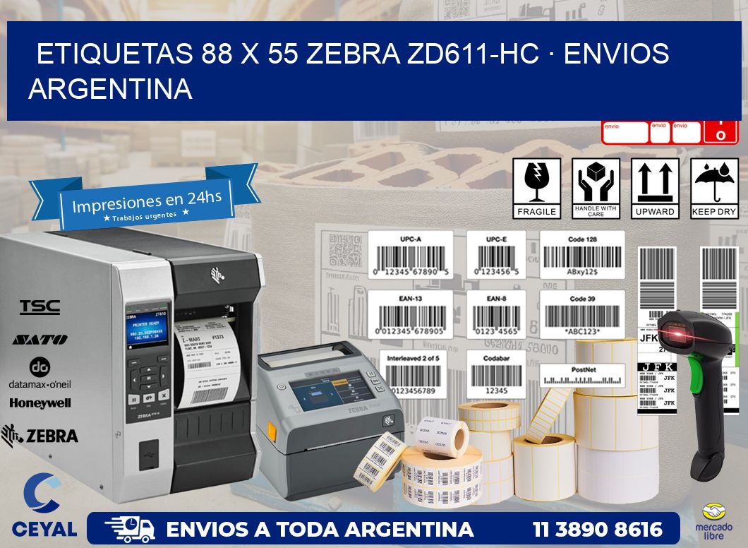 ETIQUETAS 88 x 55 ZEBRA ZD611-HC · ENVIOS ARGENTINA