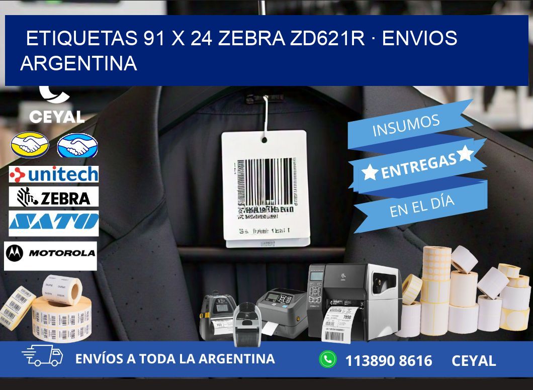 ETIQUETAS 91 x 24 ZEBRA ZD621R · ENVIOS ARGENTINA