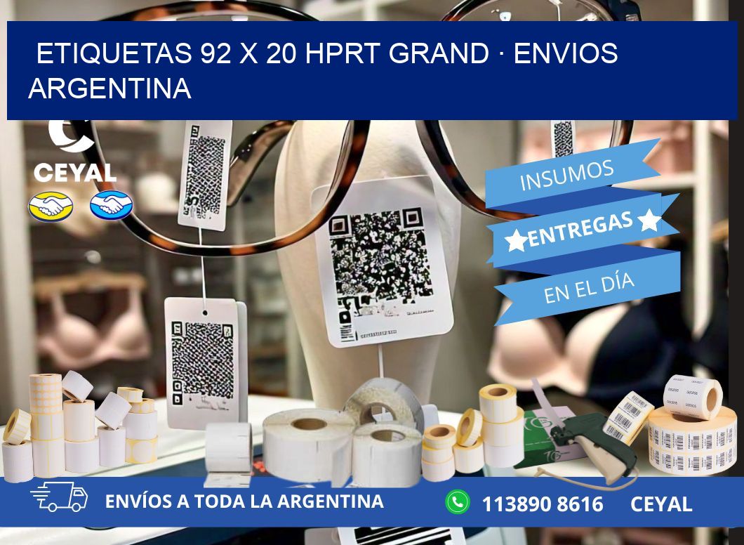 ETIQUETAS 92 x 20 HPRT GRAND · ENVIOS ARGENTINA