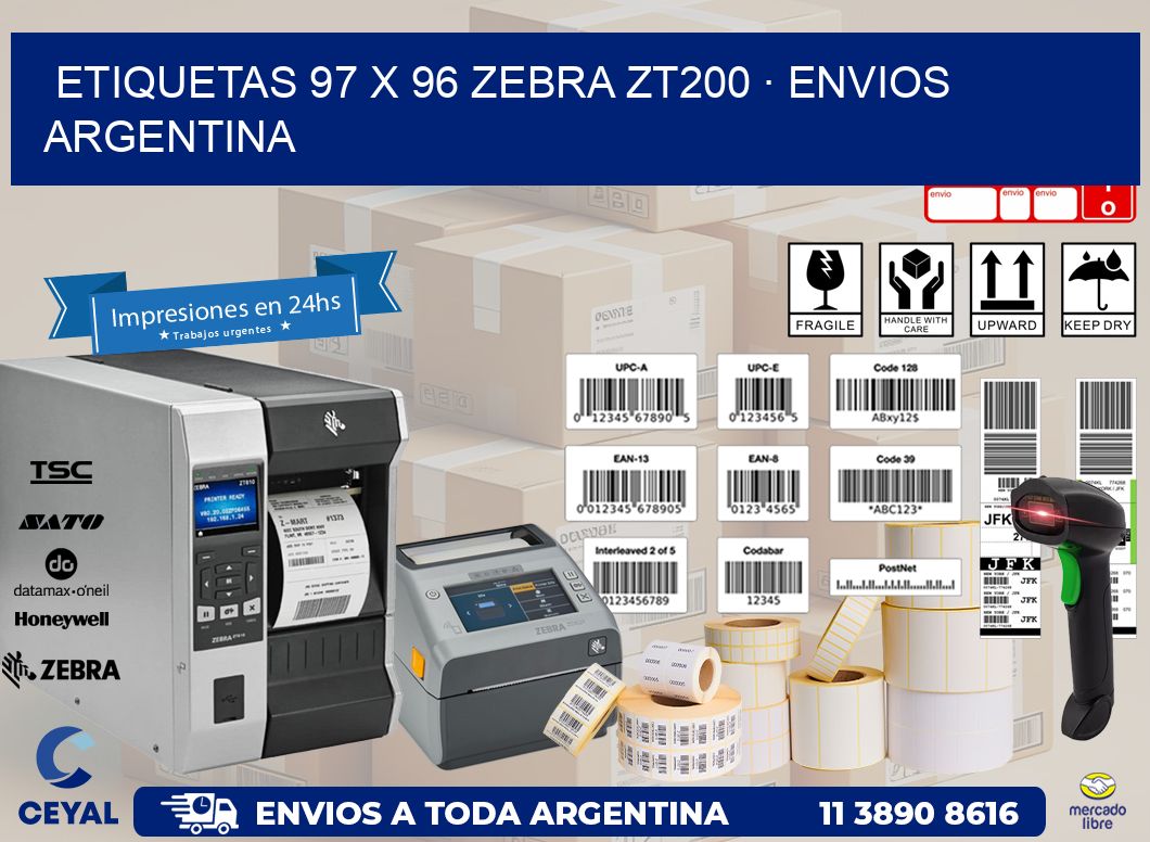 ETIQUETAS 97 x 96 ZEBRA ZT200 · ENVIOS ARGENTINA