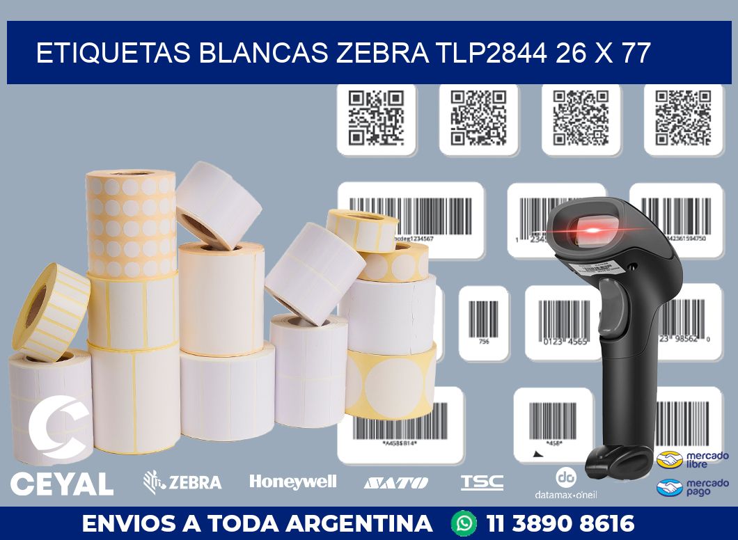 ETIQUETAS BLANCAS ZEBRA TLP2844 26 x 77