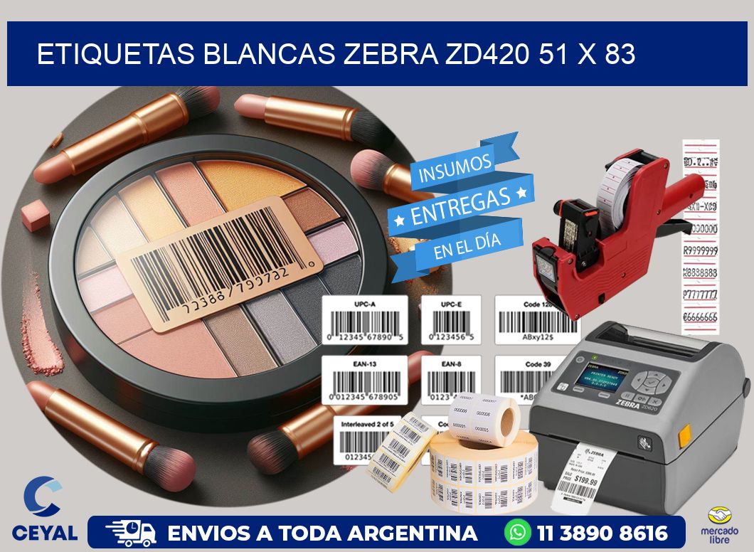 ETIQUETAS BLANCAS ZEBRA ZD420 51 x 83