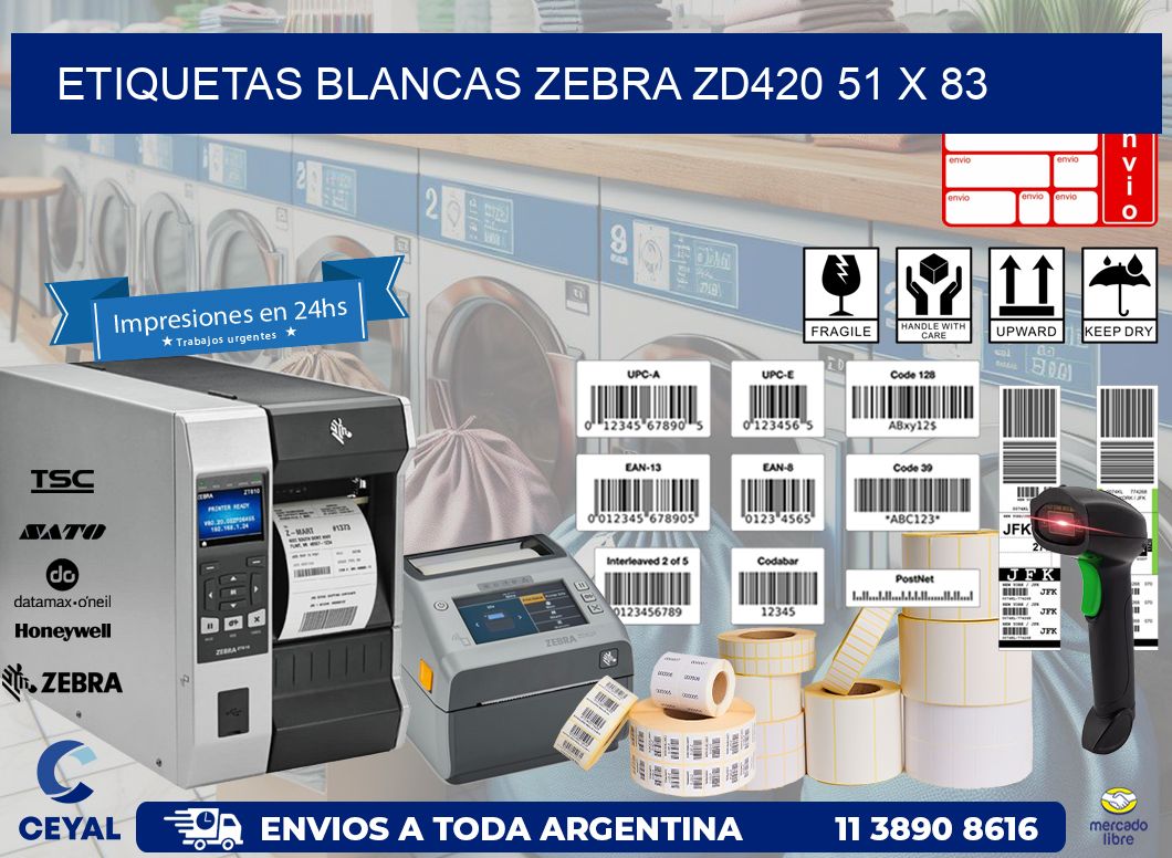 ETIQUETAS BLANCAS ZEBRA ZD420 51 x 83