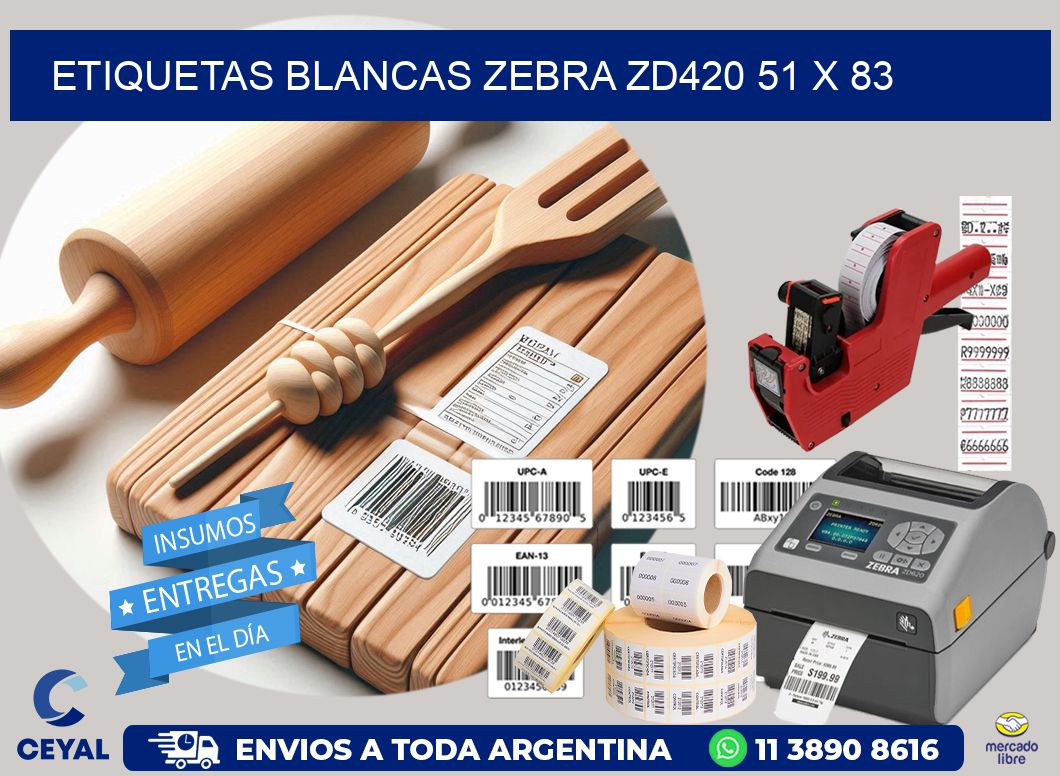 ETIQUETAS BLANCAS ZEBRA ZD420 51 x 83