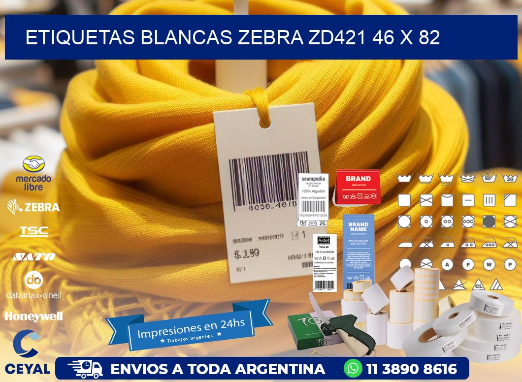 ETIQUETAS BLANCAS ZEBRA ZD421 46 x 82