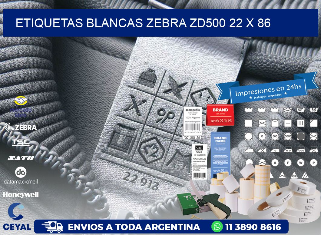 ETIQUETAS BLANCAS ZEBRA ZD500 22 x 86