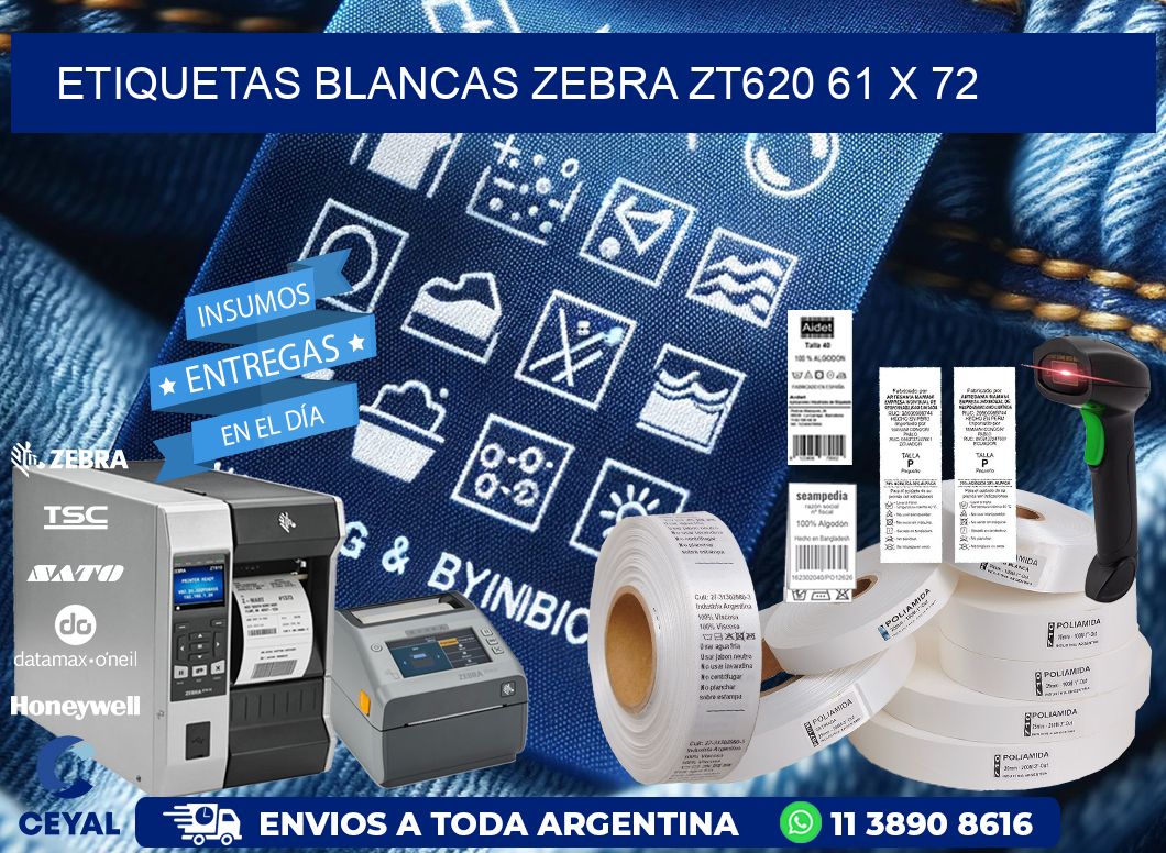 ETIQUETAS BLANCAS ZEBRA ZT620 61 x 72