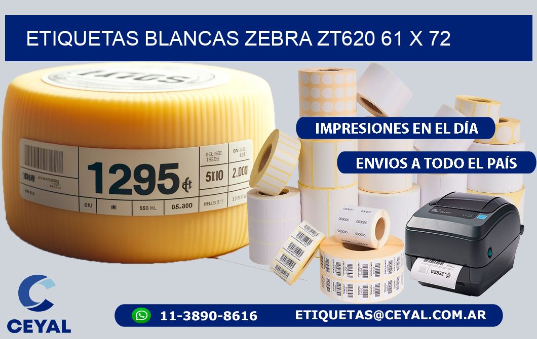 ETIQUETAS BLANCAS ZEBRA ZT620 61 x 72