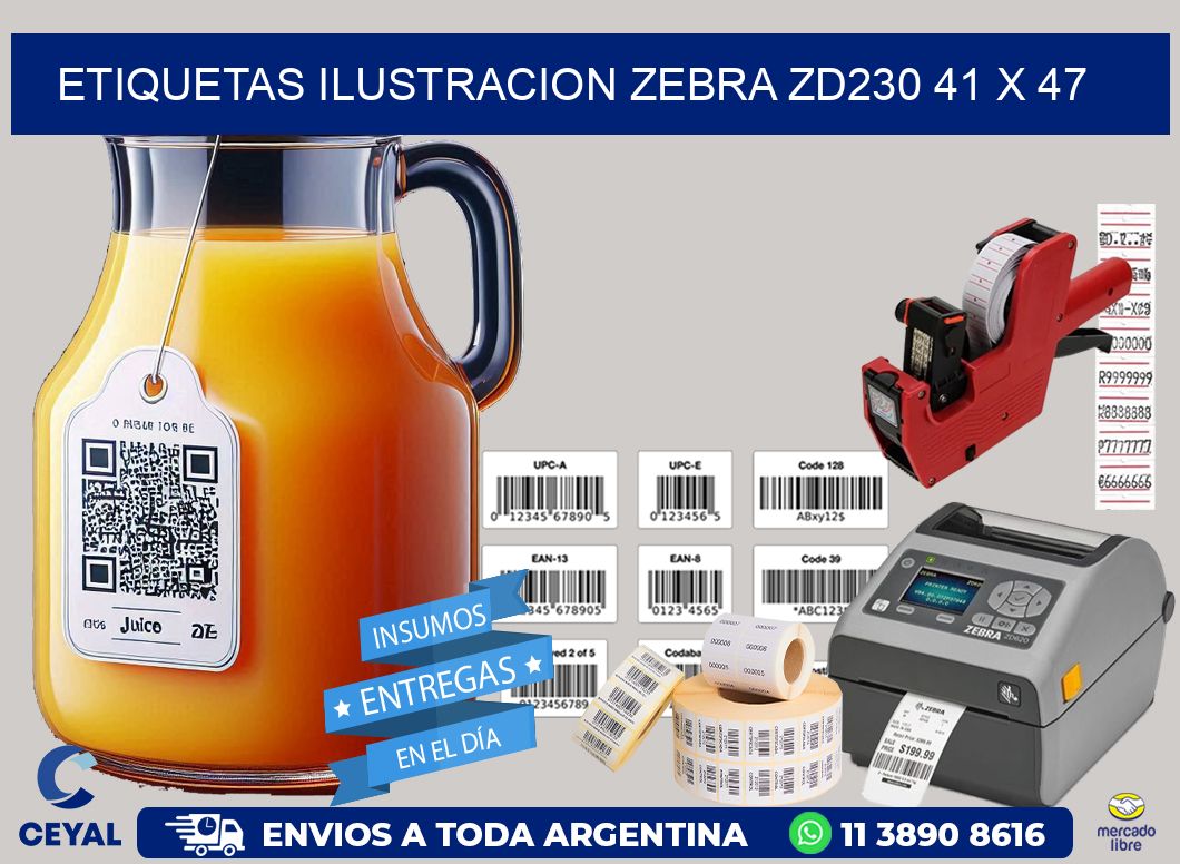 ETIQUETAS ILUSTRACION ZEBRA ZD230 41 x 47