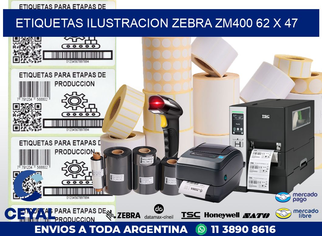 ETIQUETAS ILUSTRACION ZEBRA ZM400 62 x 47