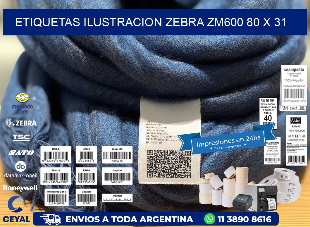 ETIQUETAS ILUSTRACION ZEBRA ZM600 80 x 31