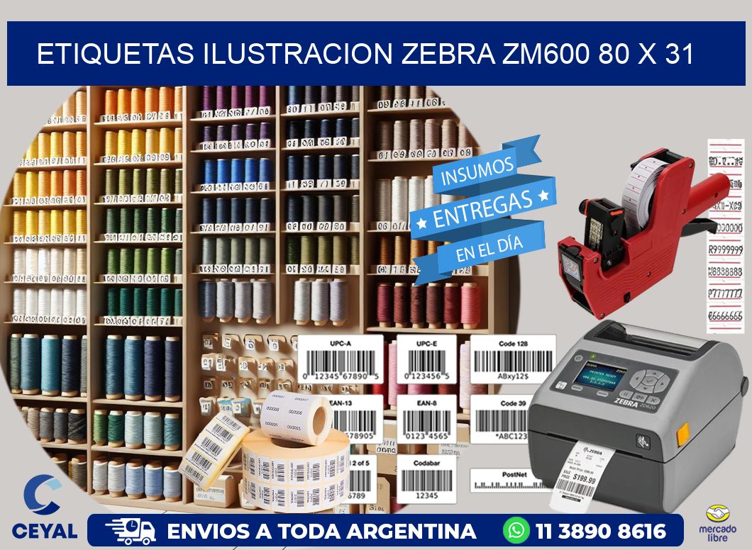 ETIQUETAS ILUSTRACION ZEBRA ZM600 80 x 31